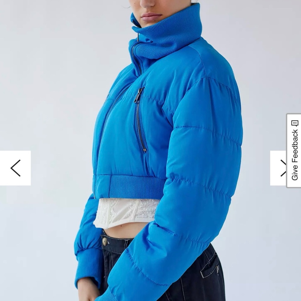 Urban Outfitters Blue Cropped Puffer Jacket S - Picture 2 of 2